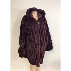 Plush Faux Fur Teddy Bear Coat Reversible Jacket Womens 3X